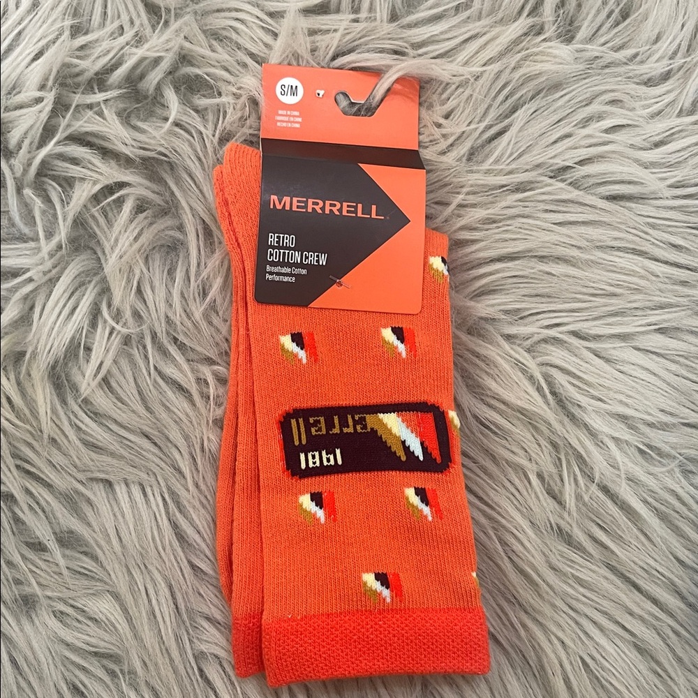 Merrell Retro Cotton Crew Socks - Orange, Teal, Green bundle - Picture 4 of 5